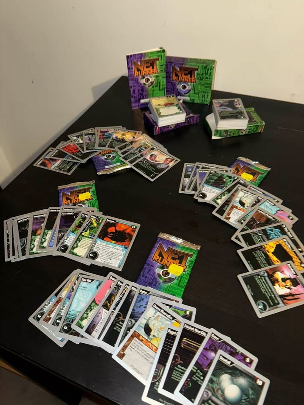 1996 Wizards of the Coast Netrunner CCG Starter Set, 4 opened Booster Packs 1.0